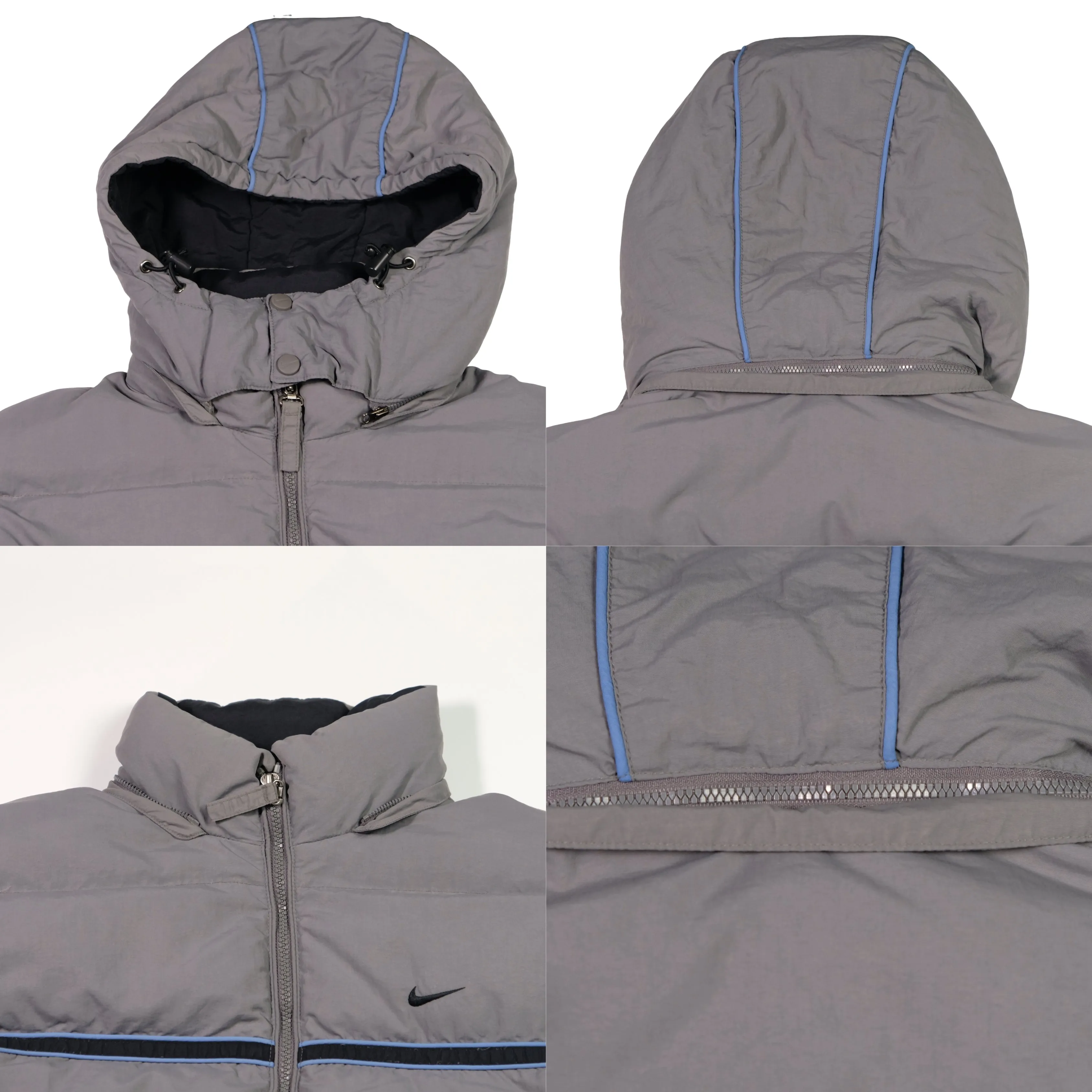 Nike Vintage 2000s Grey Puffer Jacket Large