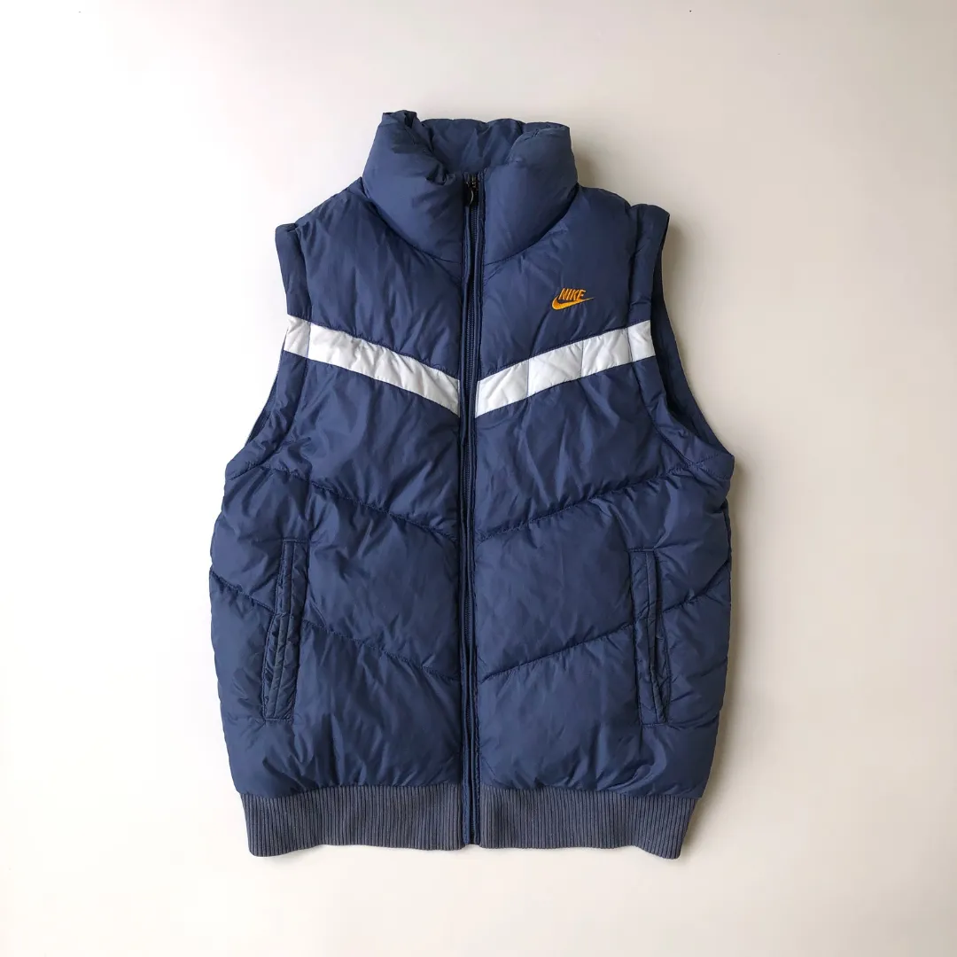 Nike Vintage Navy Down Puffer Jacket Zip-Off Arms Small