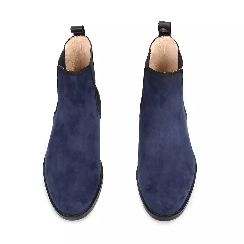 OneDrop Handmade Men Navy Suede CHELSEA Boots