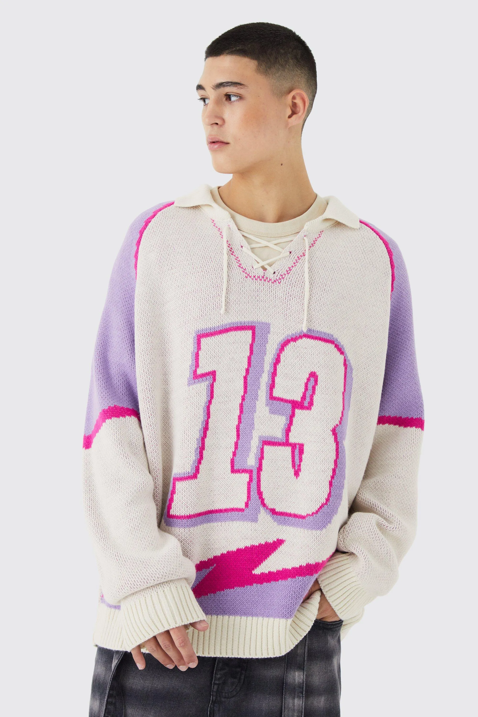 Oversized Lace Up Hockey Sweater