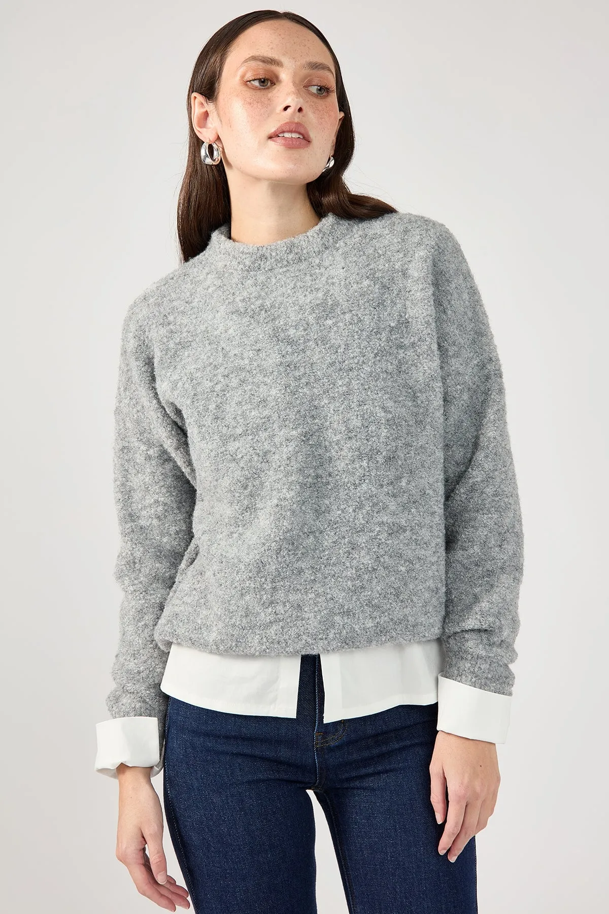 Perfect Stranger Aspen Boucle Basic Sweater Grey