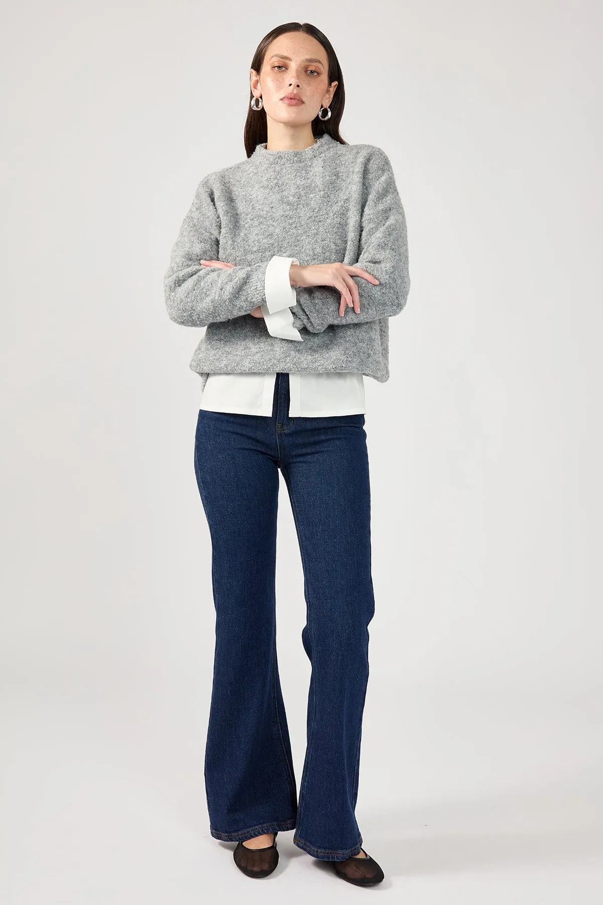 Perfect Stranger Aspen Boucle Basic Sweater Grey