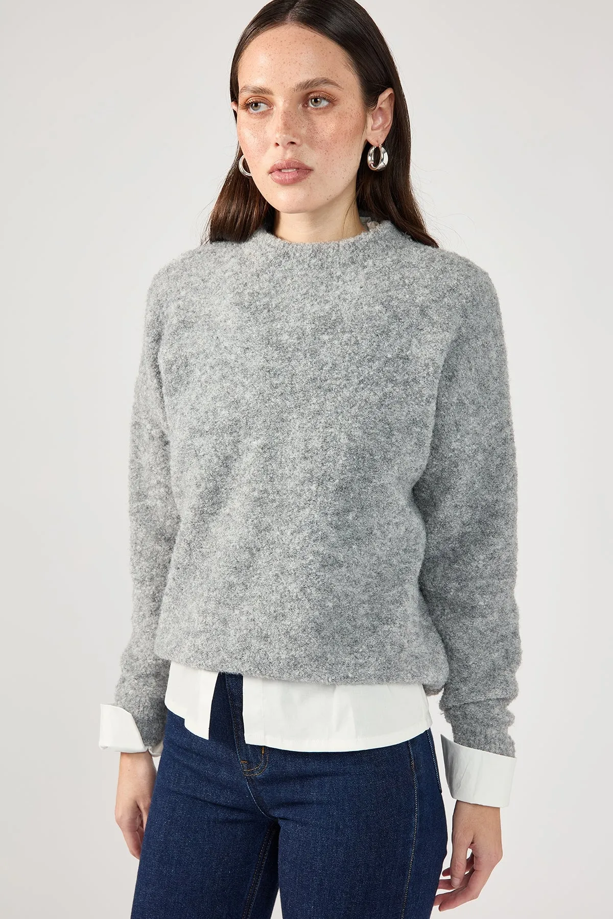 Perfect Stranger Aspen Boucle Basic Sweater Grey