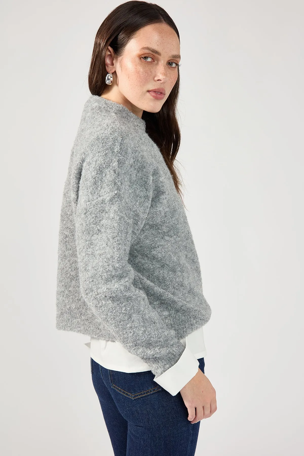 Perfect Stranger Aspen Boucle Basic Sweater Grey