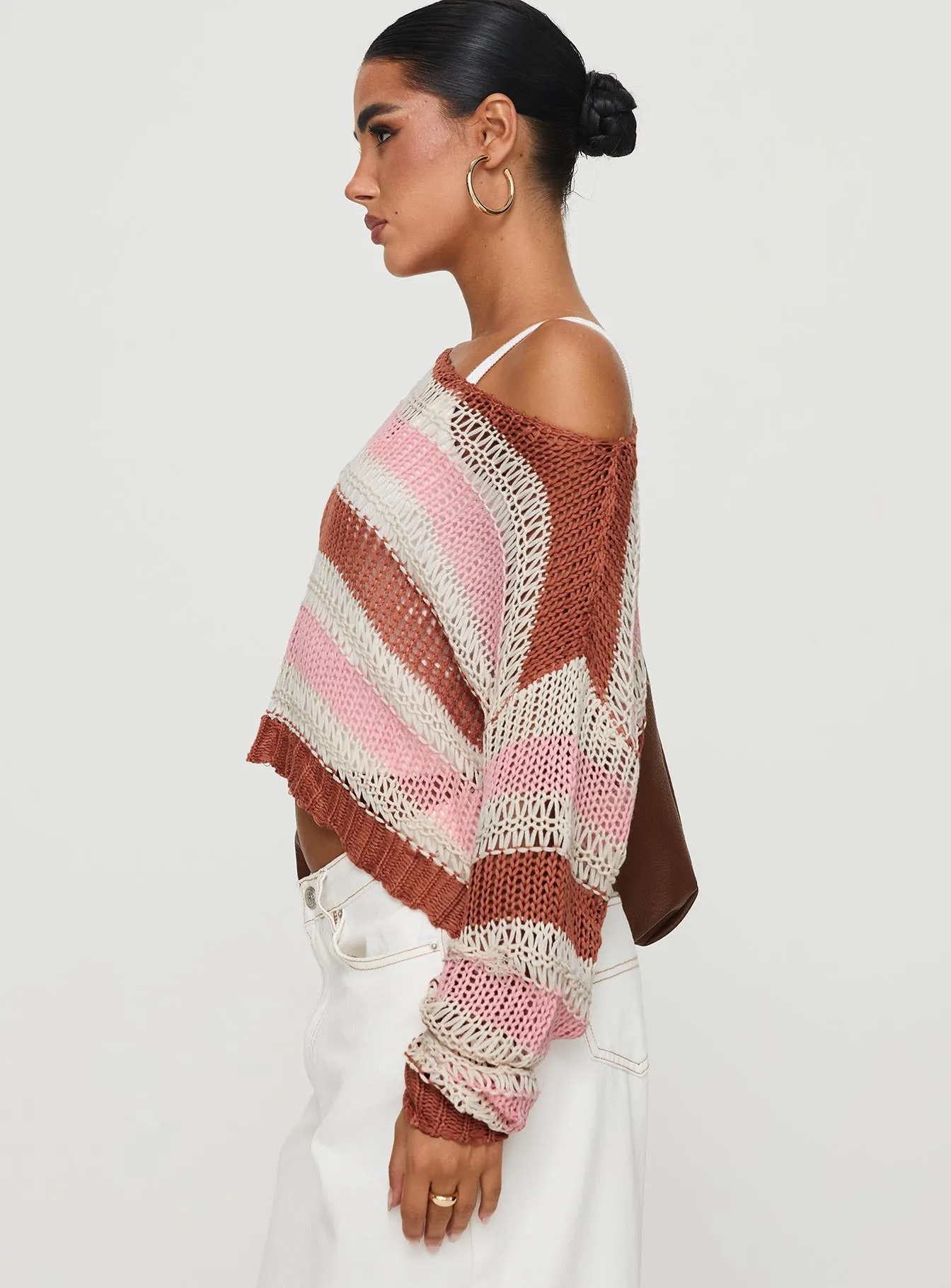 Perren Sweater Pink / Brown Stripe