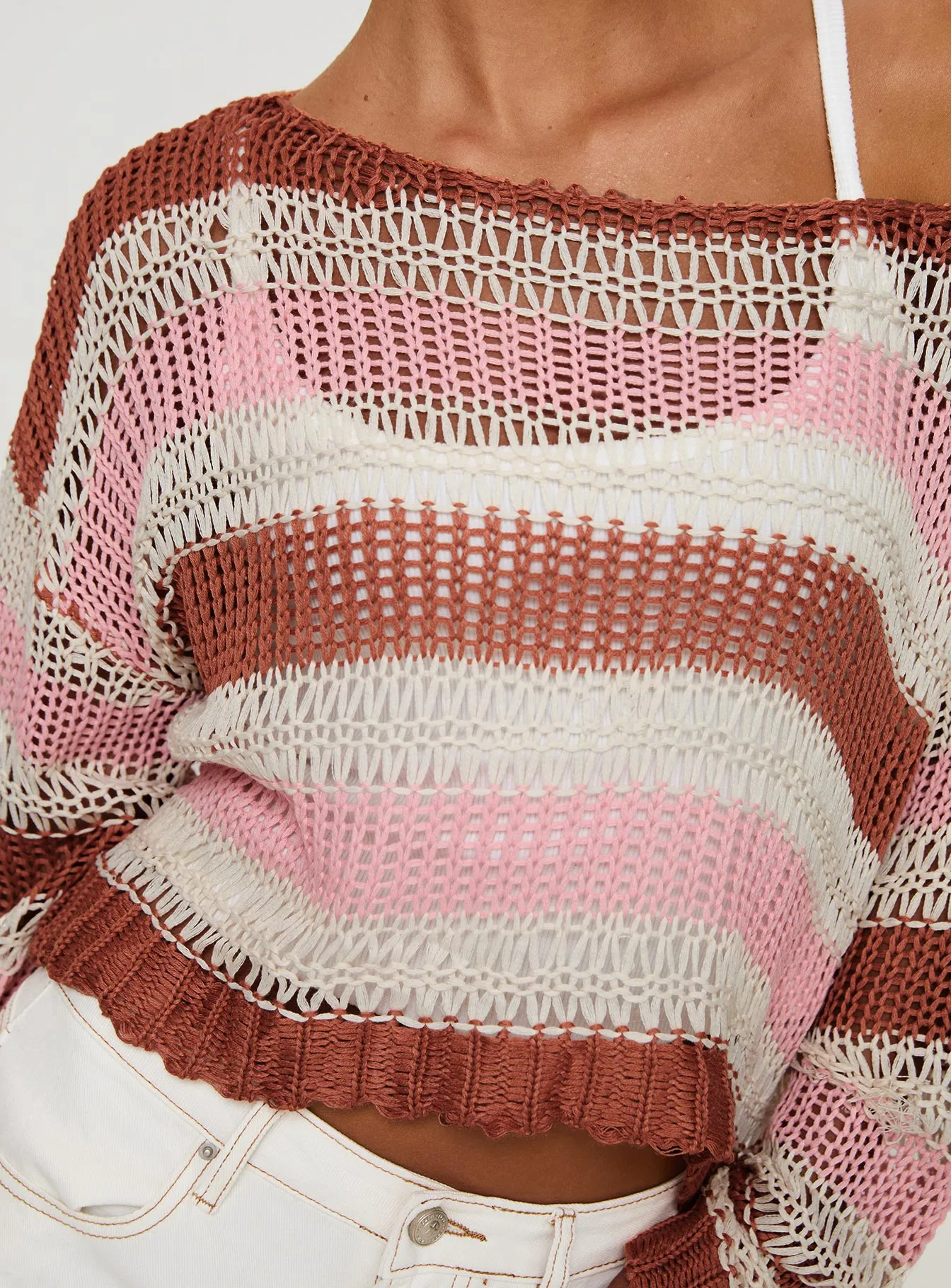 Perren Sweater Pink / Brown Stripe