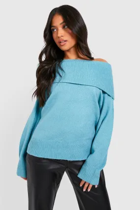 Petite Knitted Off The Shoulder Off The Shoulder Sweater