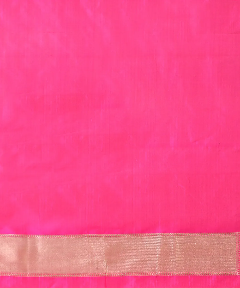 Pink Handloom Pure Katan Silk Banarasi Saree with Cutwork Jaal