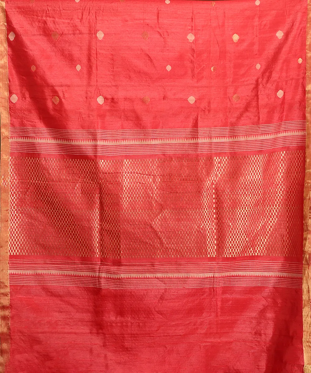 Pink Handloom Pure Kosa Silk Saree With Booti