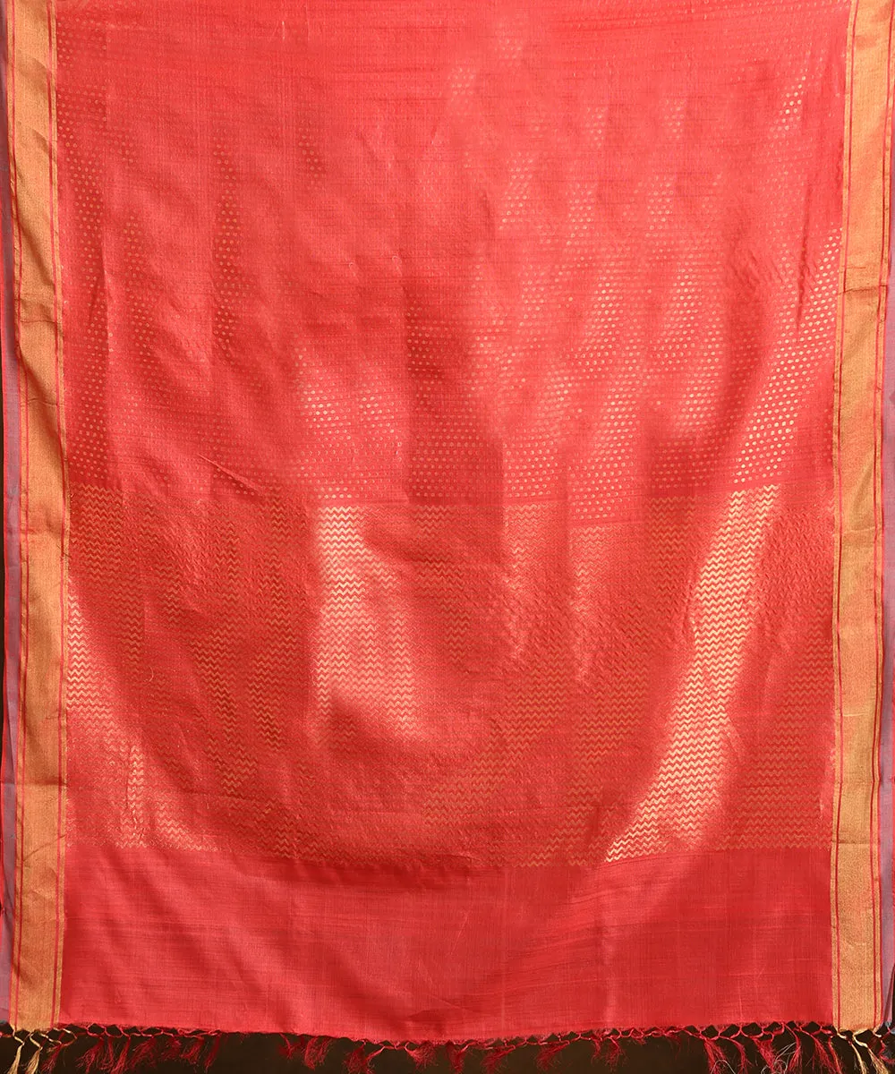 Pink Handloom Pure Kosa Silk Saree With Small Booti And Zari Border