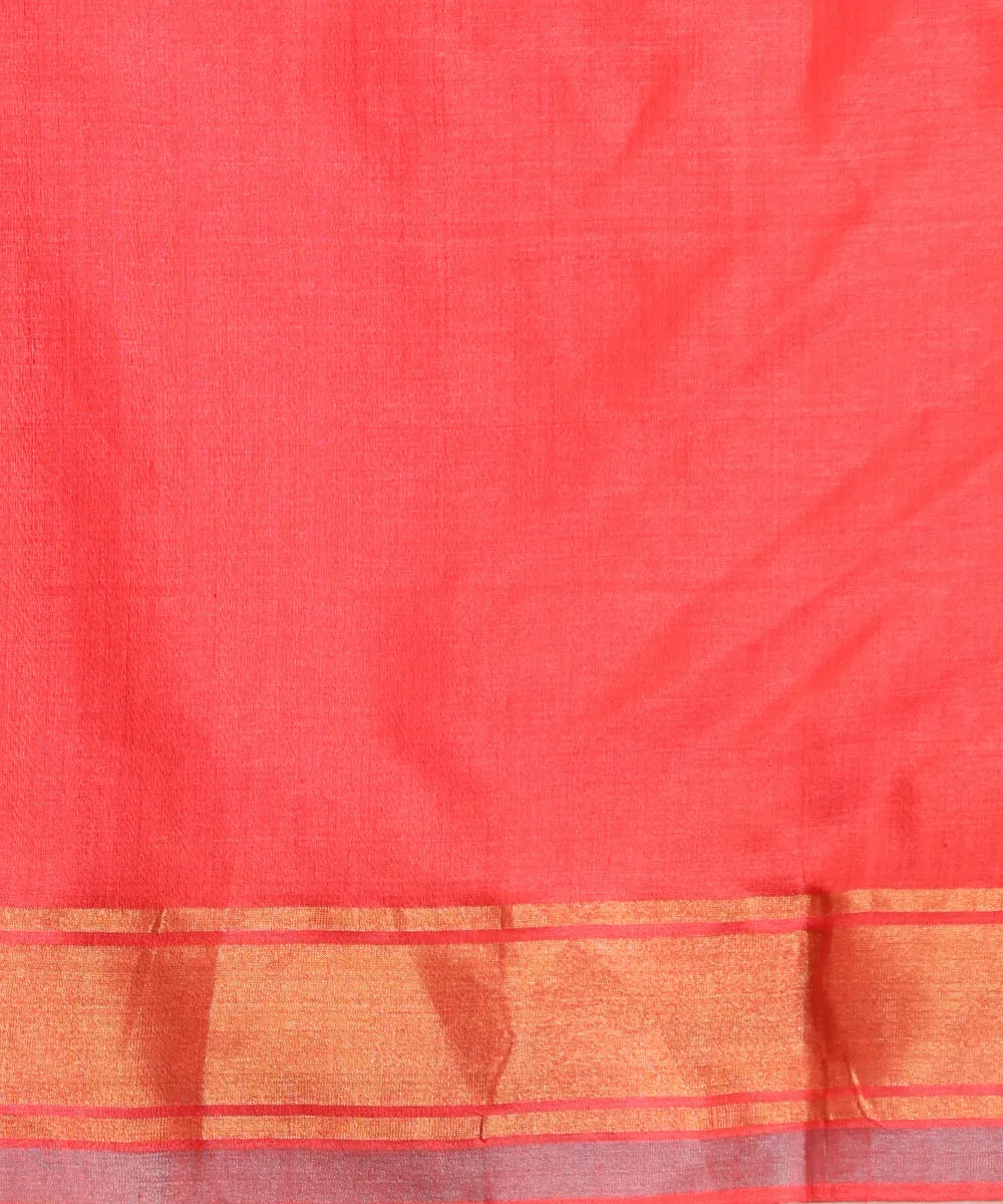 Pink Handloom Pure Kosa Silk Saree With Small Booti And Zari Border