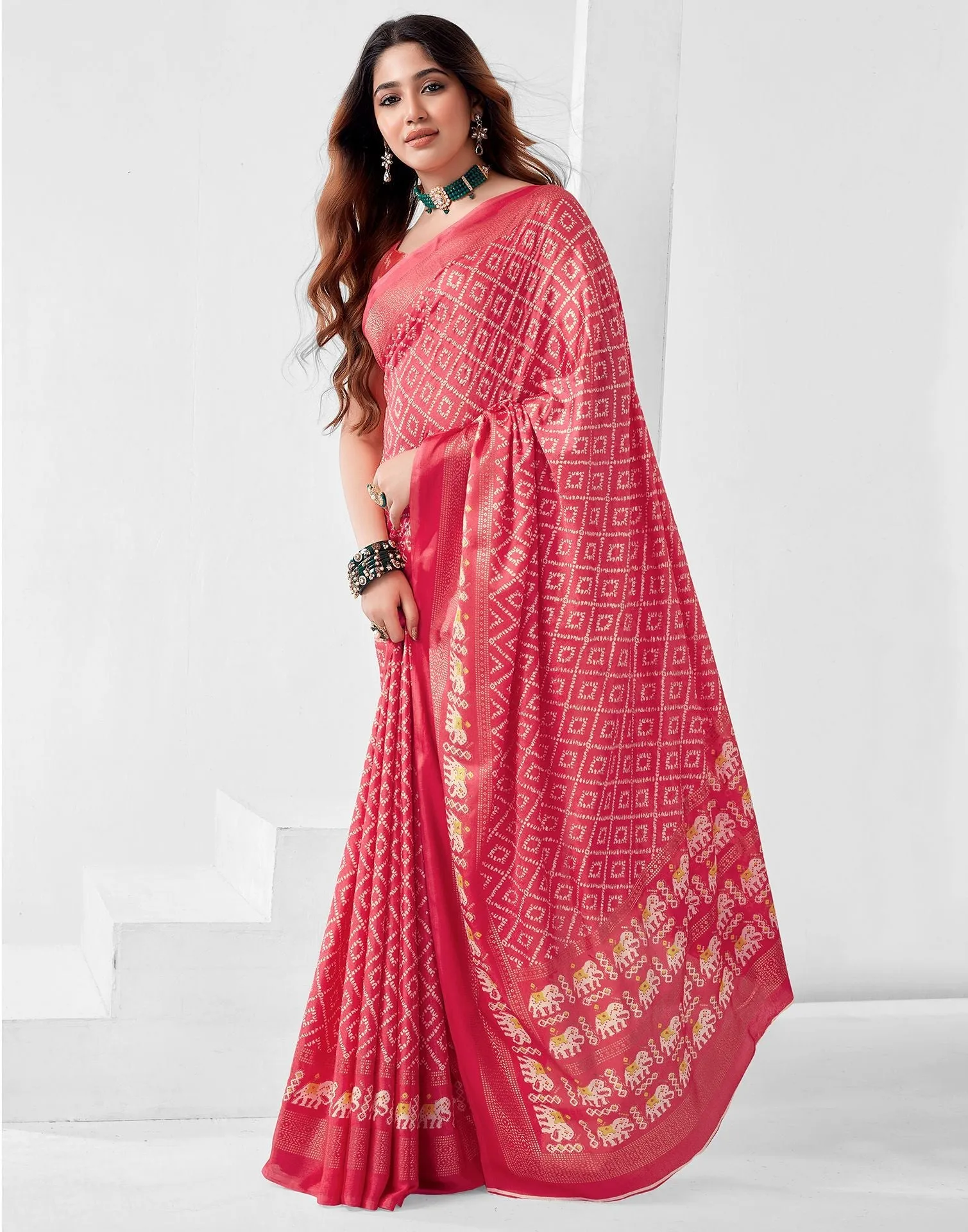 Pink Printed Saree