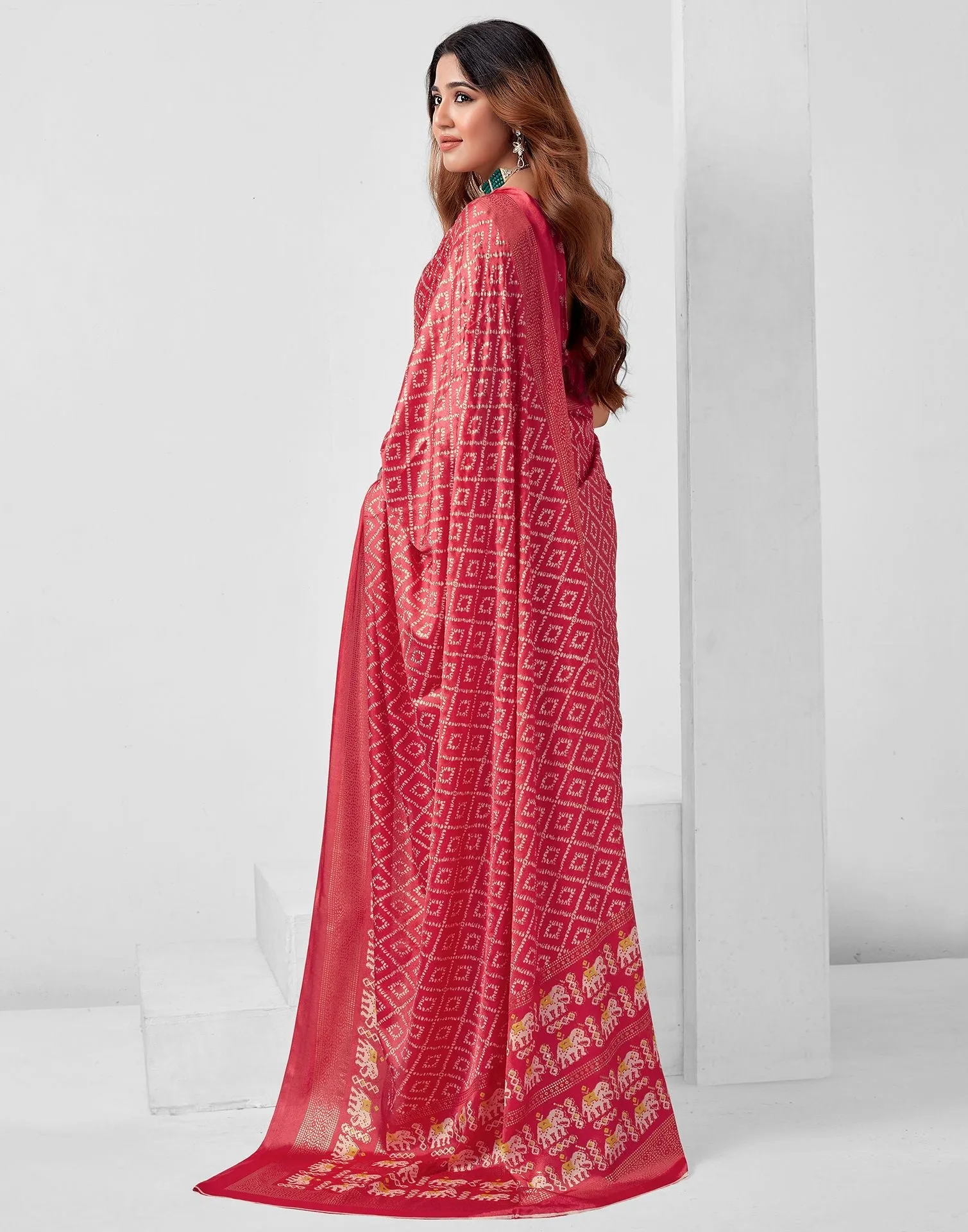 Pink Printed Saree