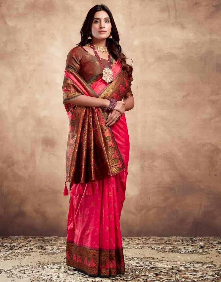 Pink Silk Plain Sarees