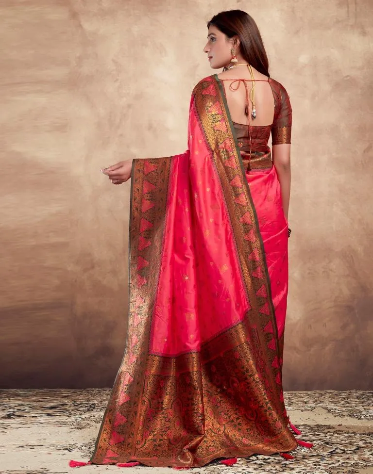 Pink Silk Plain Sarees