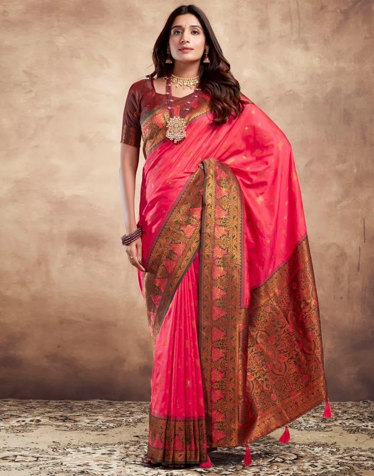 Pink Silk Plain Sarees