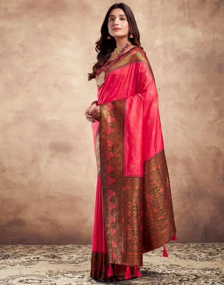 Pink Silk Plain Sarees