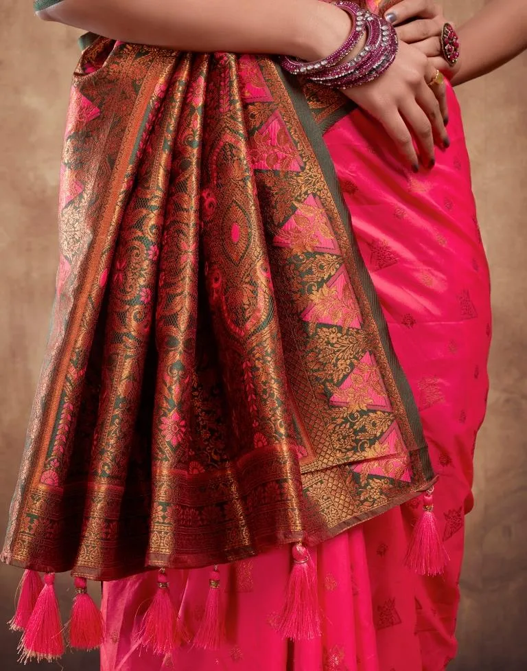 Pink Silk Plain Sarees