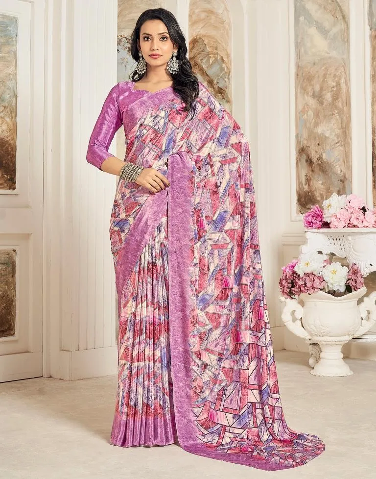 Pink Silk Printed Sarees