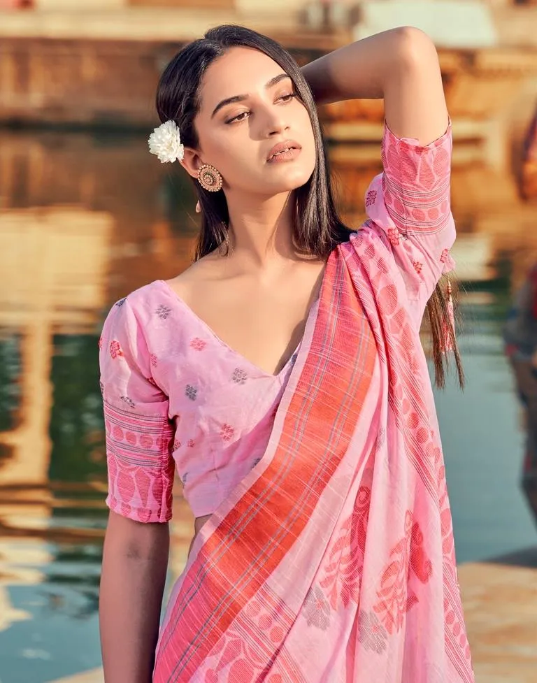 Pink Silk Woven Sarees