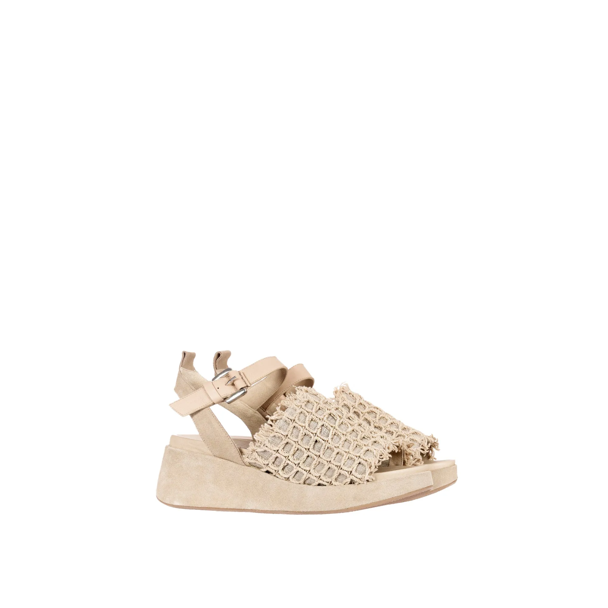 Platform Sandal Crochet Beige