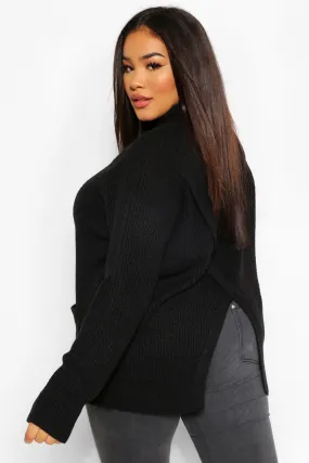 Plus Wrap Back Pocket Detail Sweater