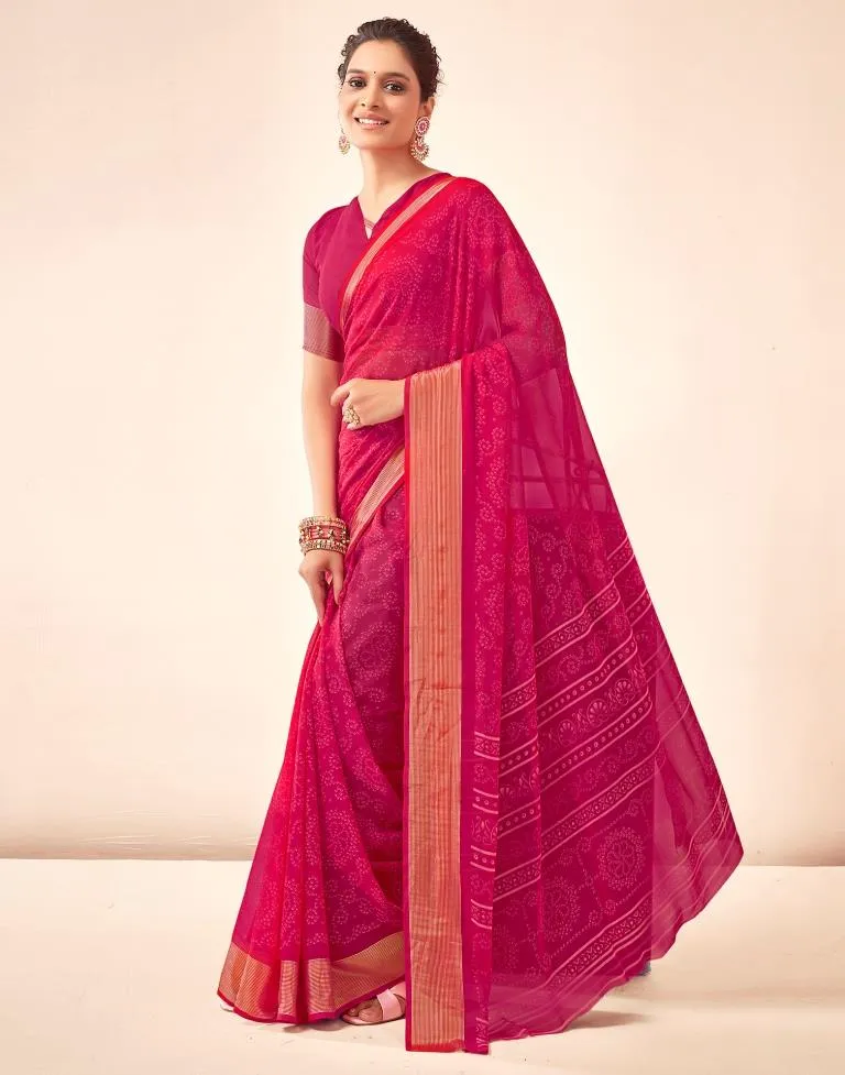 Rani Pink Georgette Bandhani Sarees