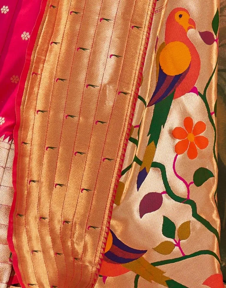 Rani Pink Silk Woven Sarees