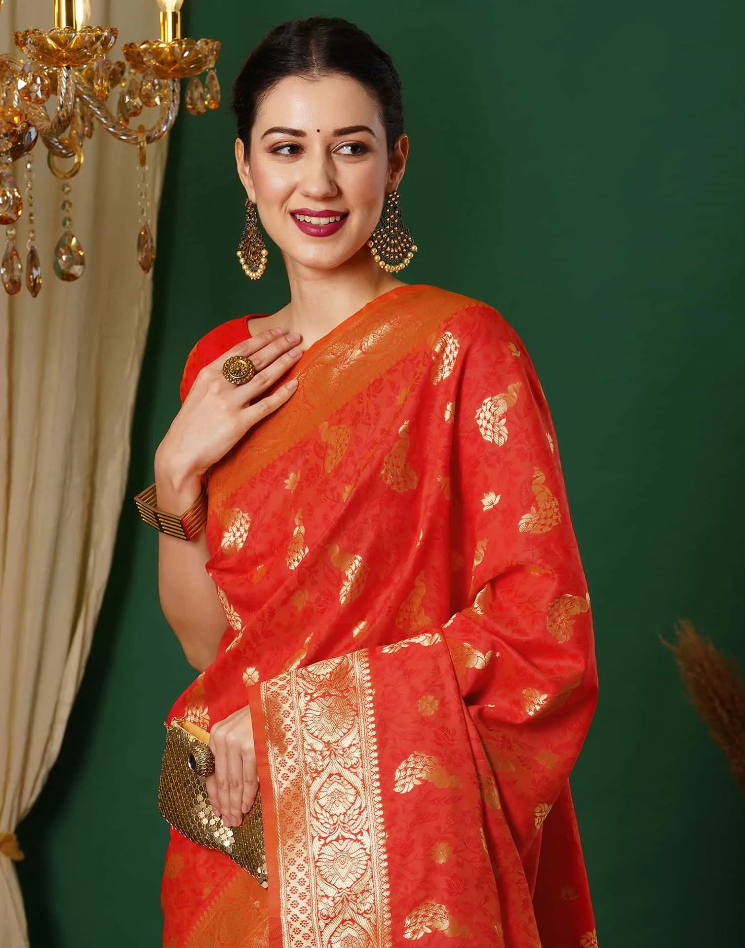 Red Banarasi Silk Woven Saree