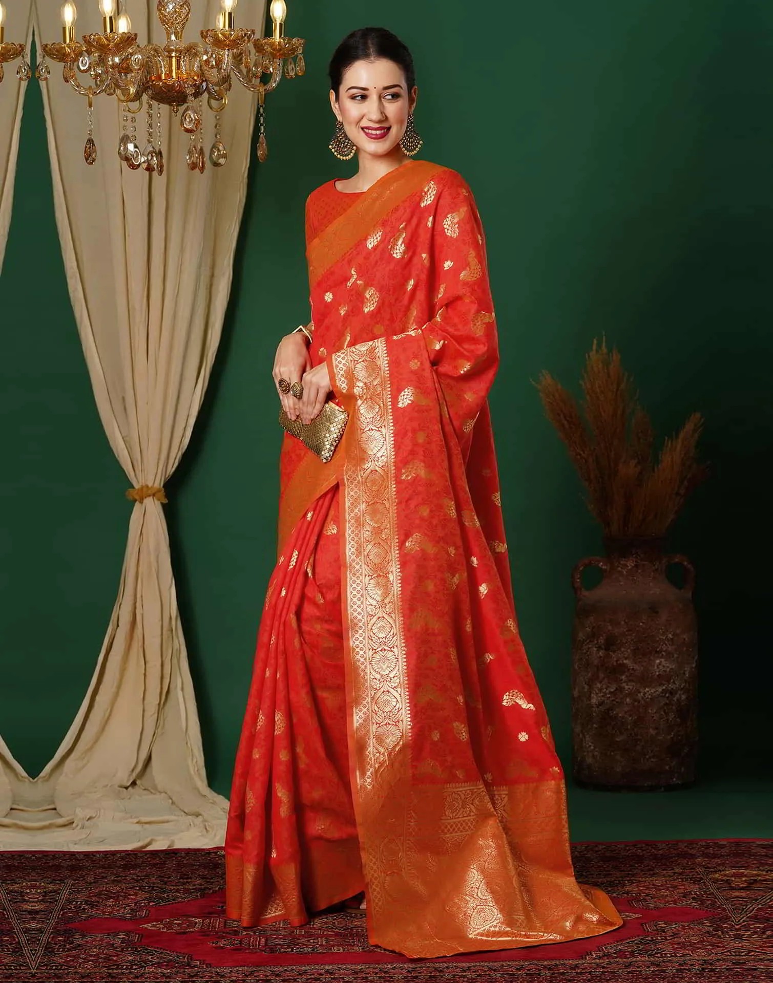 Red Banarasi Silk Woven Saree