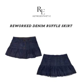 REWORKED DENIM RUFFLED SKIRT (AW24)