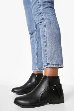 Ring Detail Flat Chelsea Boots