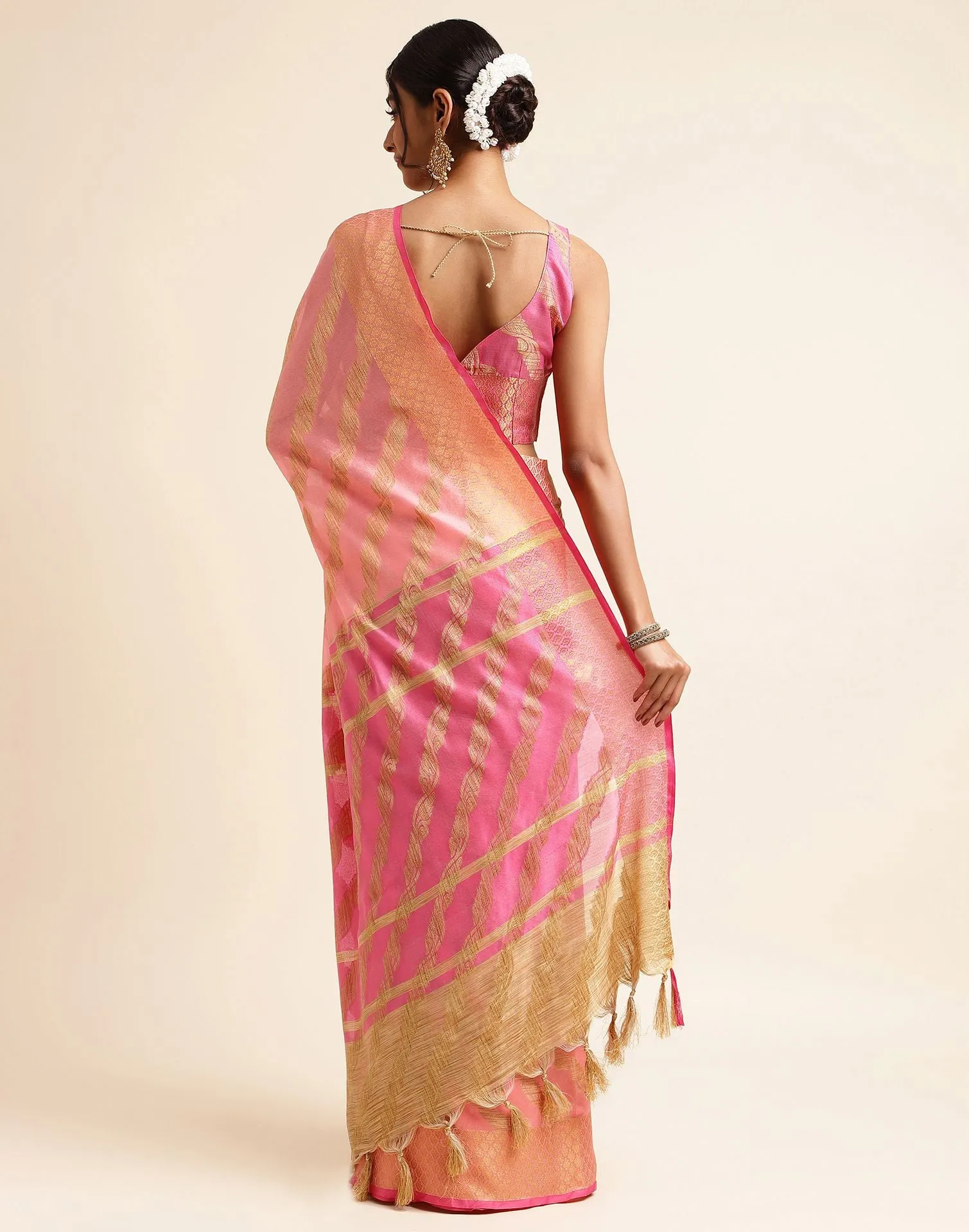 Rose Pink Silk Saree