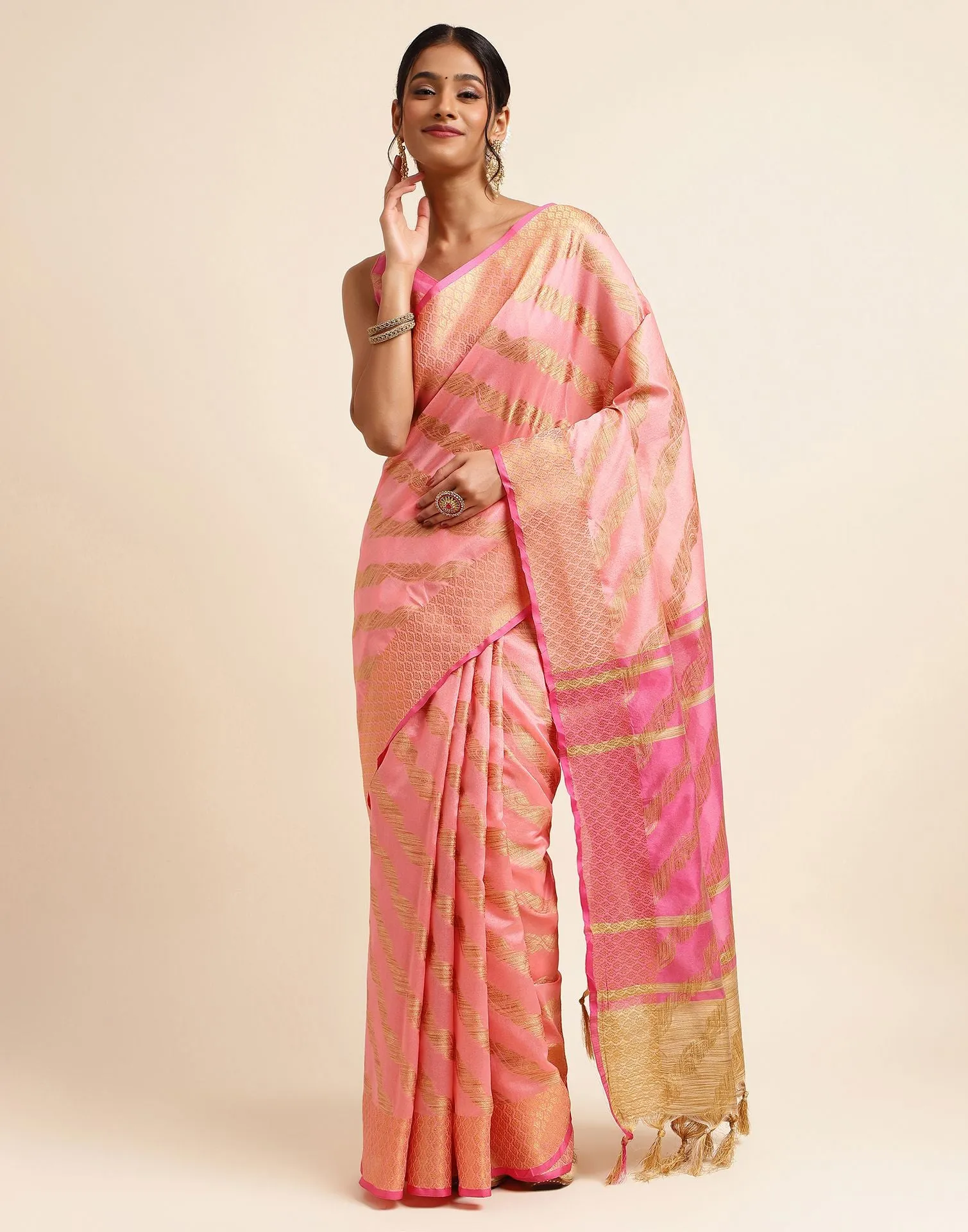 Rose Pink Silk Saree