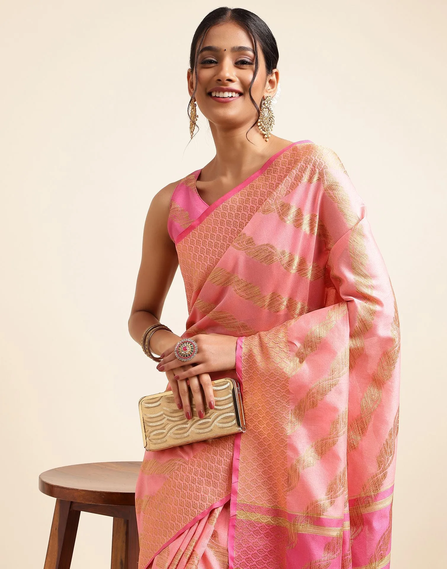 Rose Pink Silk Saree