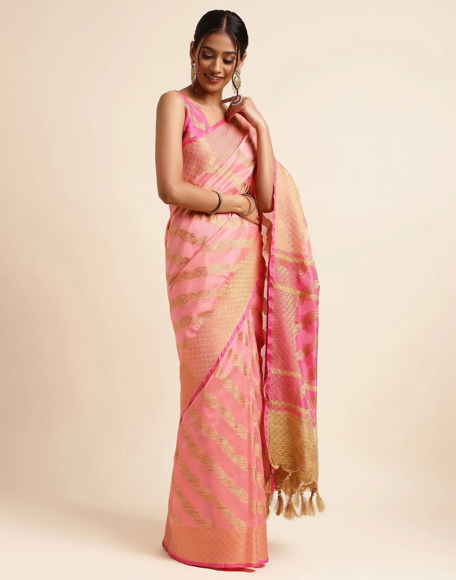 Rose Pink Silk Saree