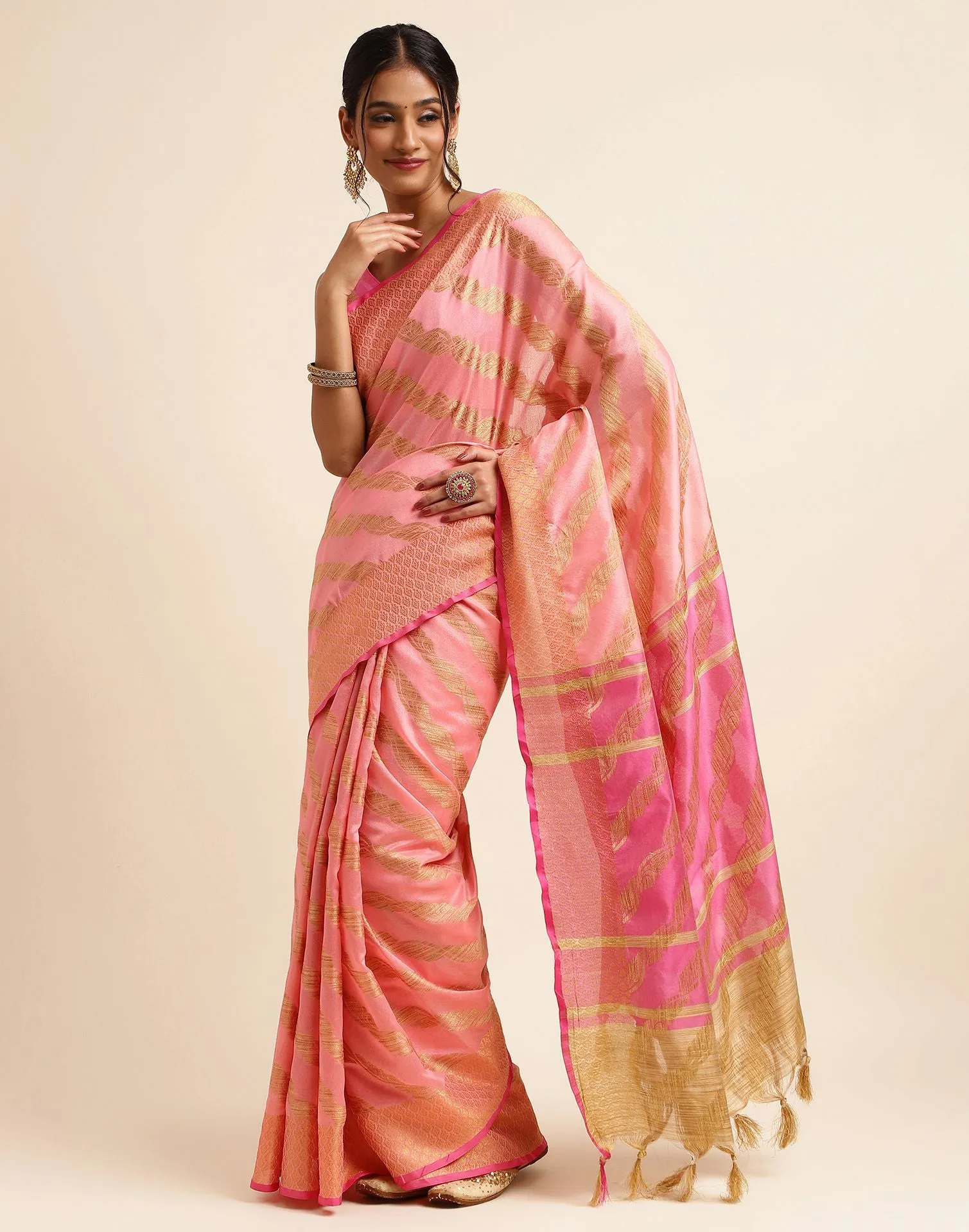 Rose Pink Silk Saree