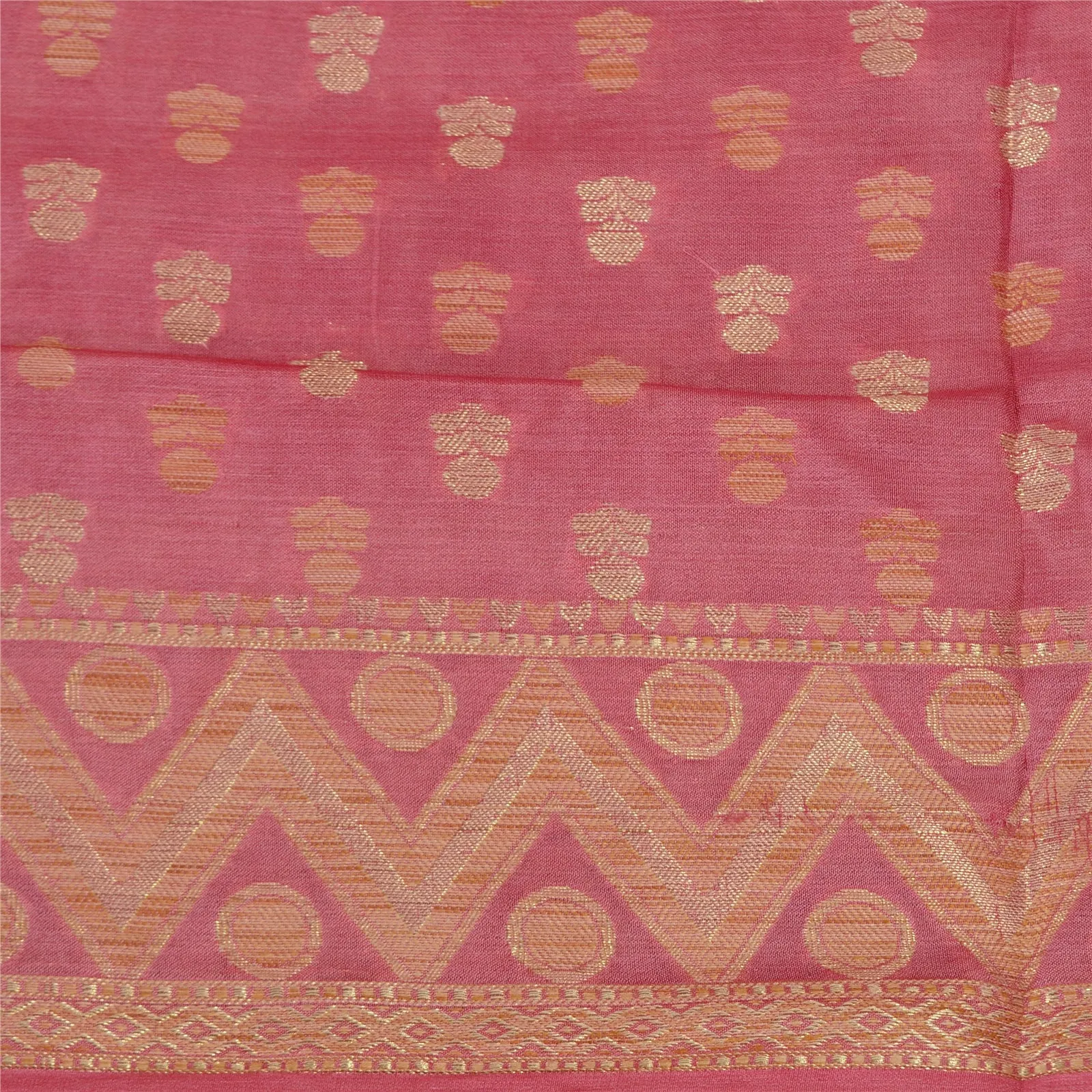 Sanskriti Vintage Pink Sarees 100% Pure Silk Woven Premium Sari Craft Fabric