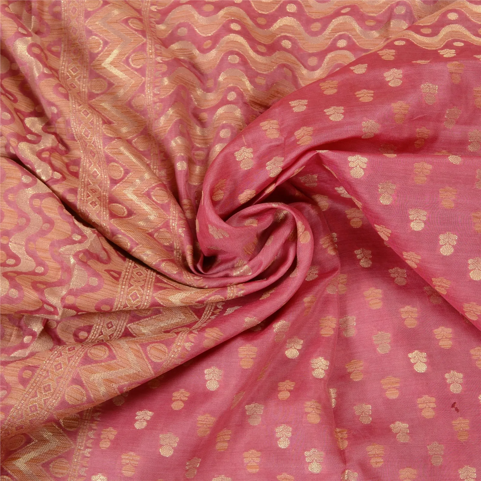 Sanskriti Vintage Pink Sarees 100% Pure Silk Woven Premium Sari Craft Fabric