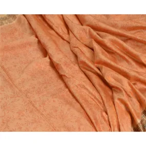 Sanskriti Vintage Sarees Dark-Peach 100% Pure Silk Printed Sari Craft Fabric