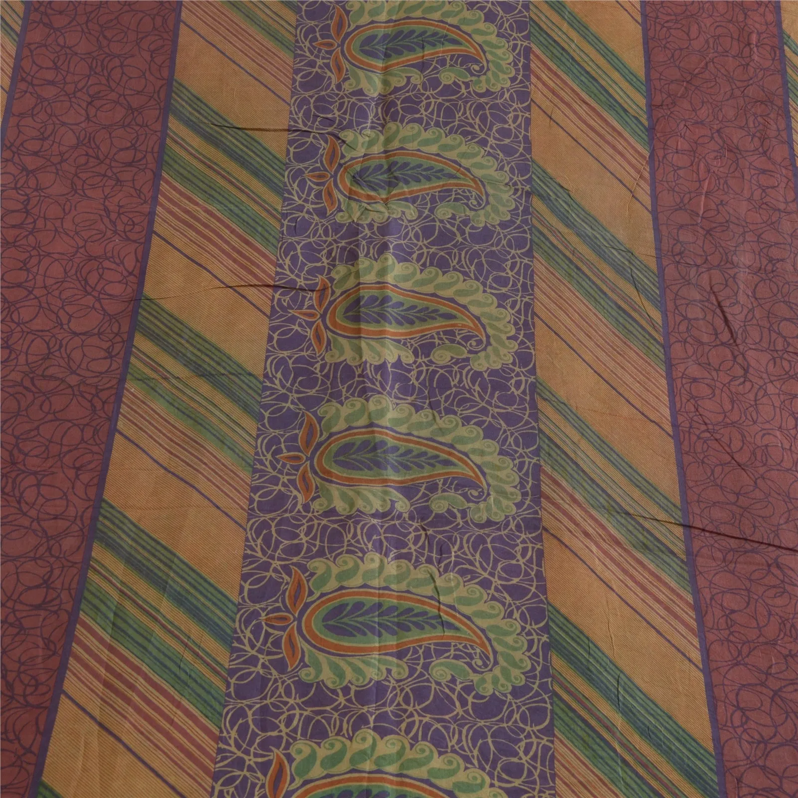 Sanskriti Vintage Sarees Multi 100% Pure Silk Sari Printed Soft 5yd Craft Fabric