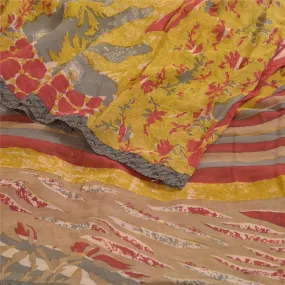 Sanskriti Vintage Sarees Multi Pure Georgette Silk Printed Sari 5yd Craft Fabric