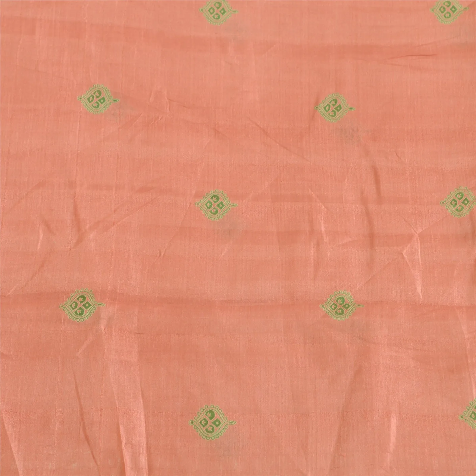 Sanskriti Vintage Sarees Pink/Green Pure Silk Sari Printed Soft 5yd Craft Fabric