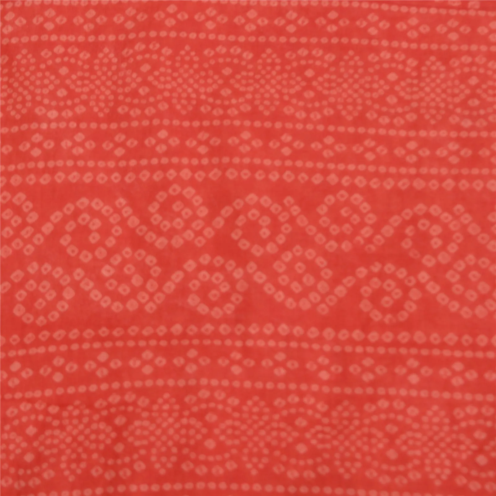 Sanskriti Vintage Sarees Red Bandhani Printed Pure Cotton Sari 5yd Craft Fabric