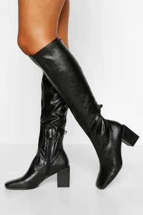 Stretch Block Heel Knee Boot