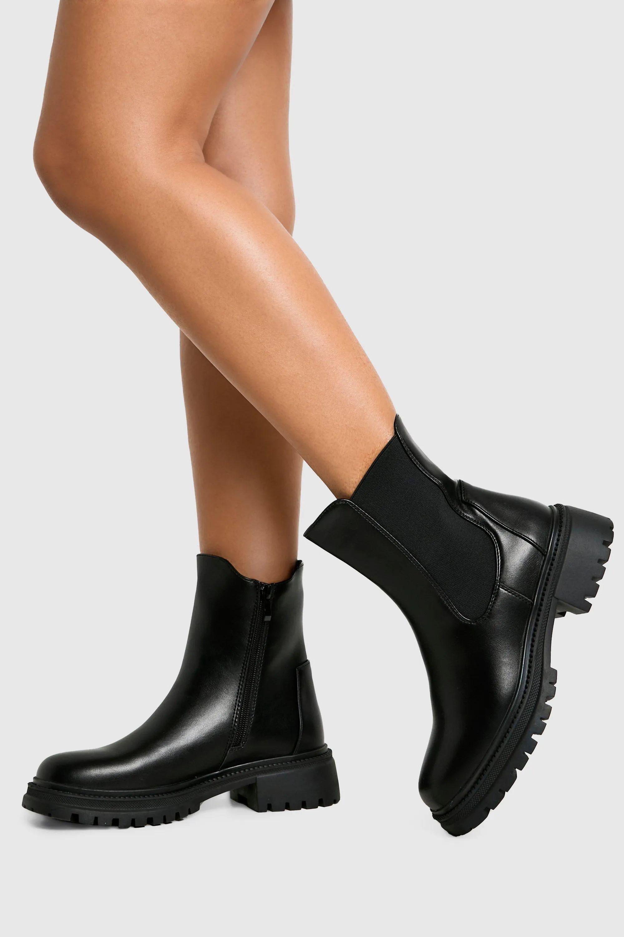 Stretch Panel Chunky Chelsea Boots