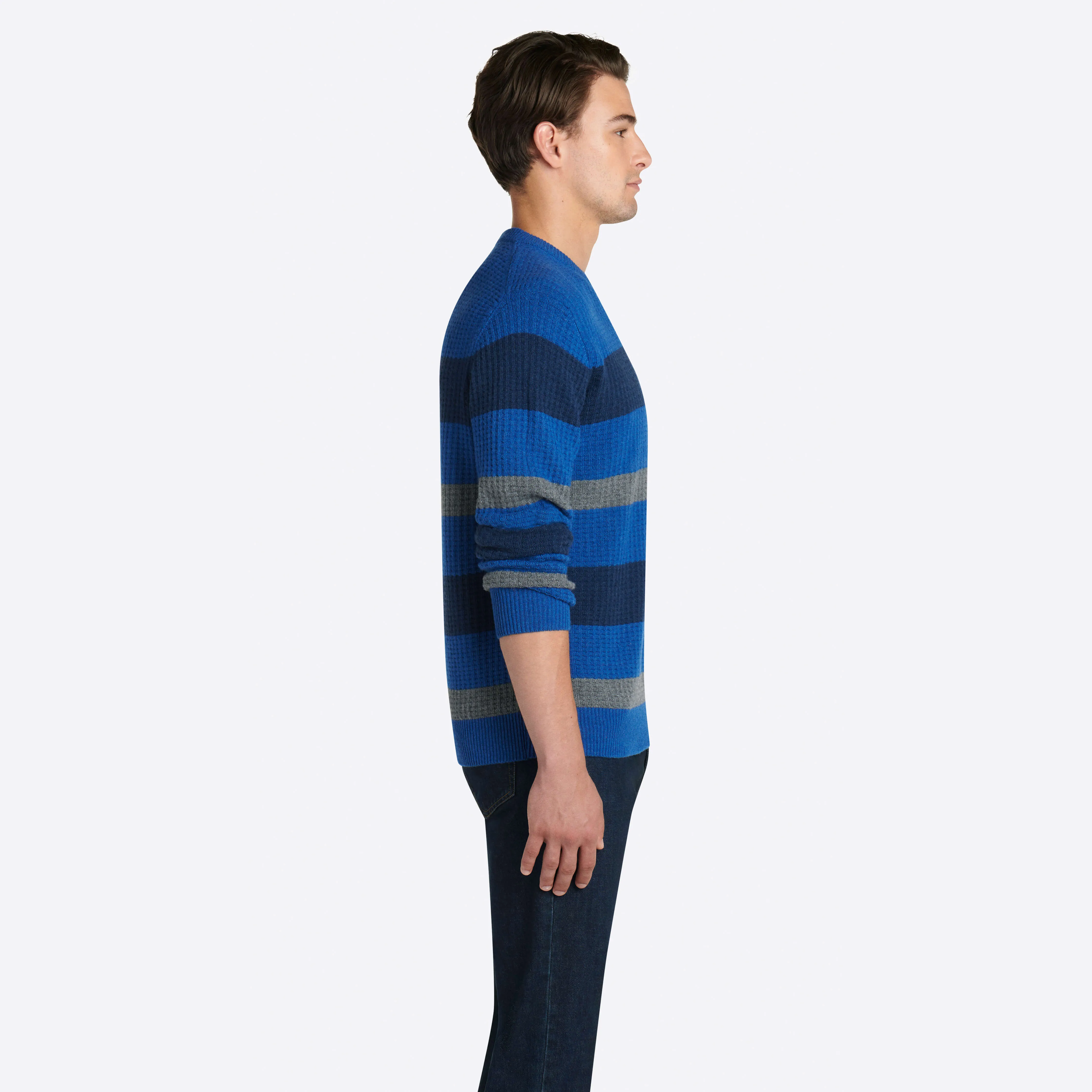 Striped Waffle Crew Neck Sweater