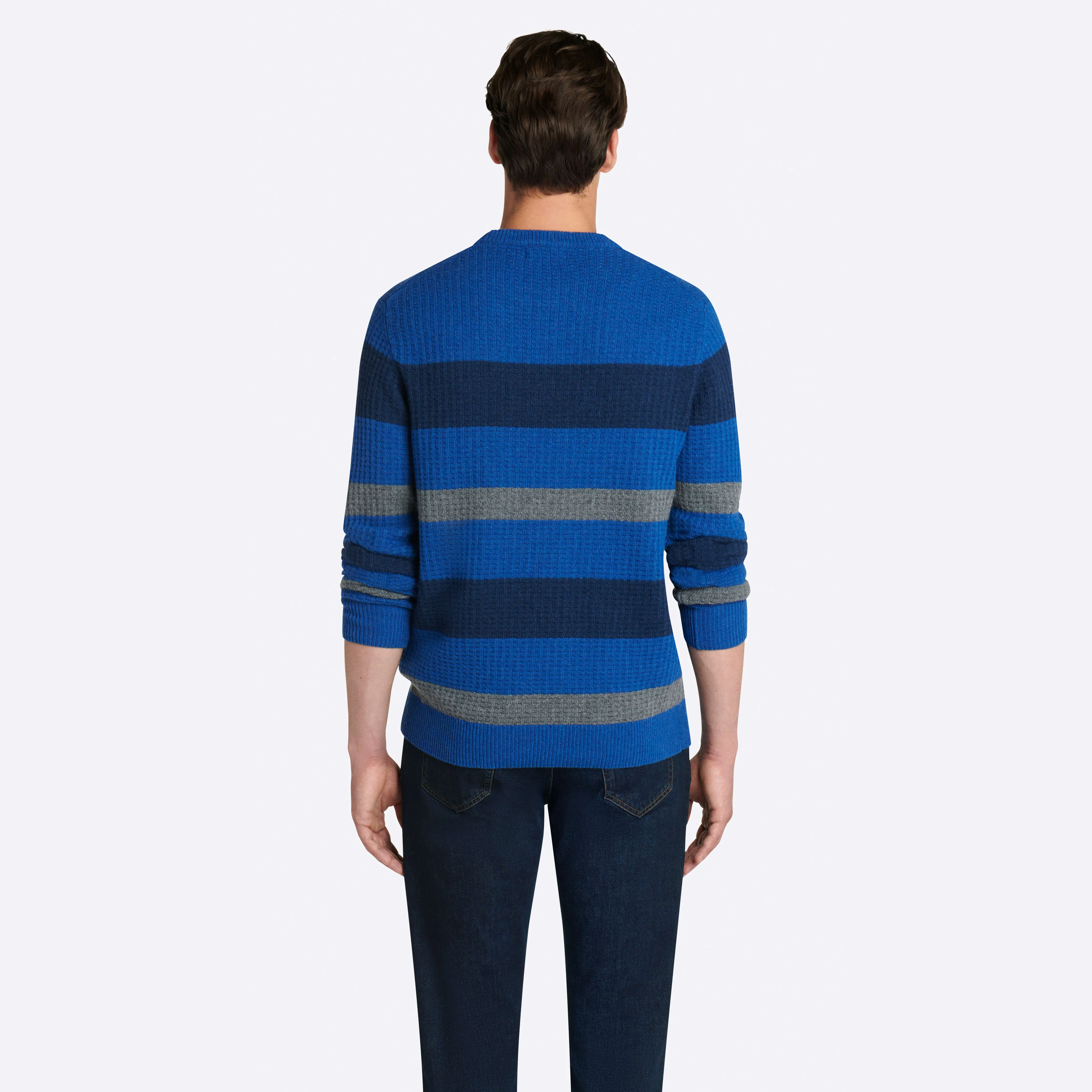 Striped Waffle Crew Neck Sweater