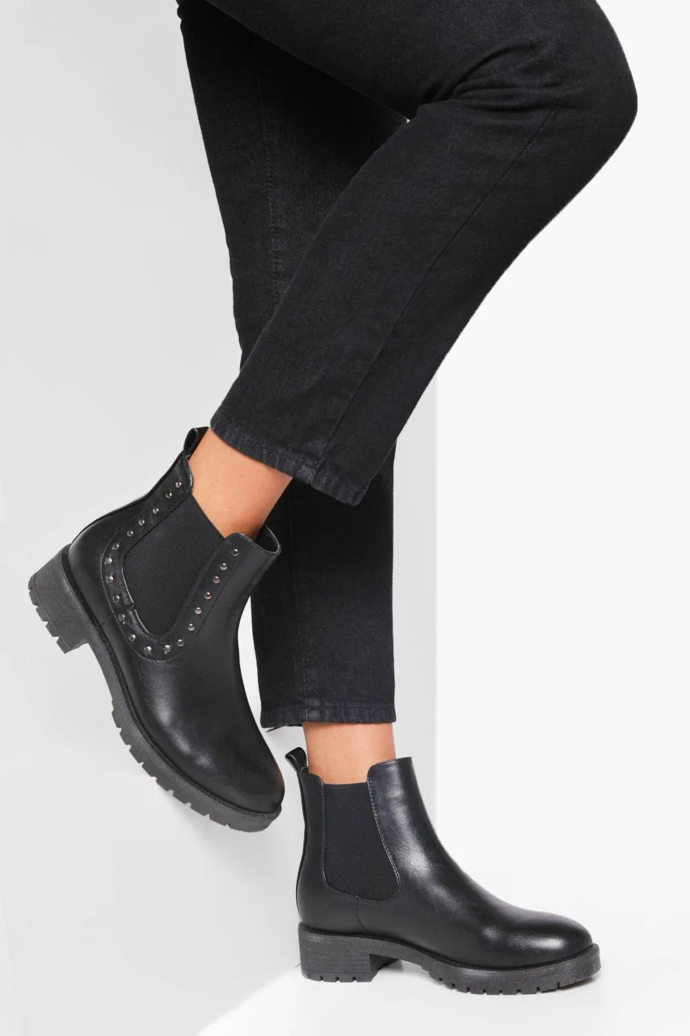 Stud Detail Chunky Chelsea Boots