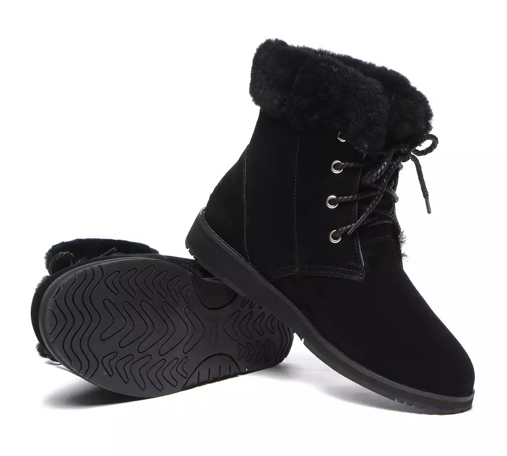 TARRAMARRA Lace Up Ankle Fashion Sheepskin Women Boots Bonnie